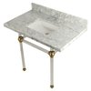 Kingston Brass 36X22 Marble Vanity Top W/ Acrylic Feet Combo, Marble/Brass KVPB3630MASQ7